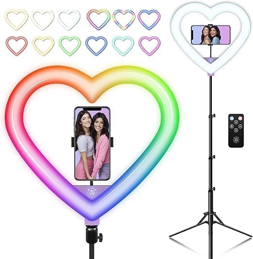 JM26-10 RGB LED Heart-Shaped Ring Light – Elegant and Flexible Lighting for Enhanced Photography and Videography Image