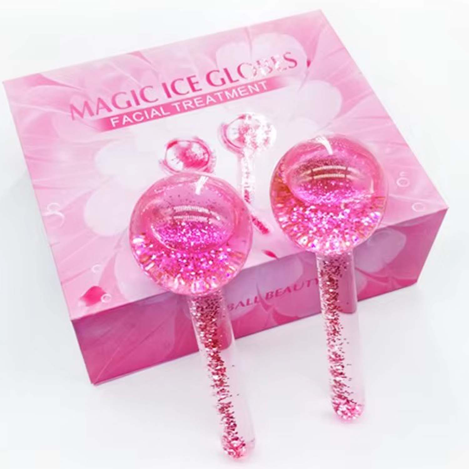 2-Pcs Facial Ice Globes. Cryo roller balls to reduce puffiness, dark circles & wrinkles. Cold therapy facial massager. Image