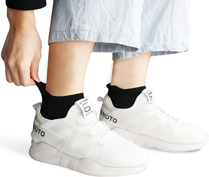 8 Pairs Men's Breathable Cotton Ankle Socks - Lightweight & Comfortable for Spring/Summer/Fall (Black) Image