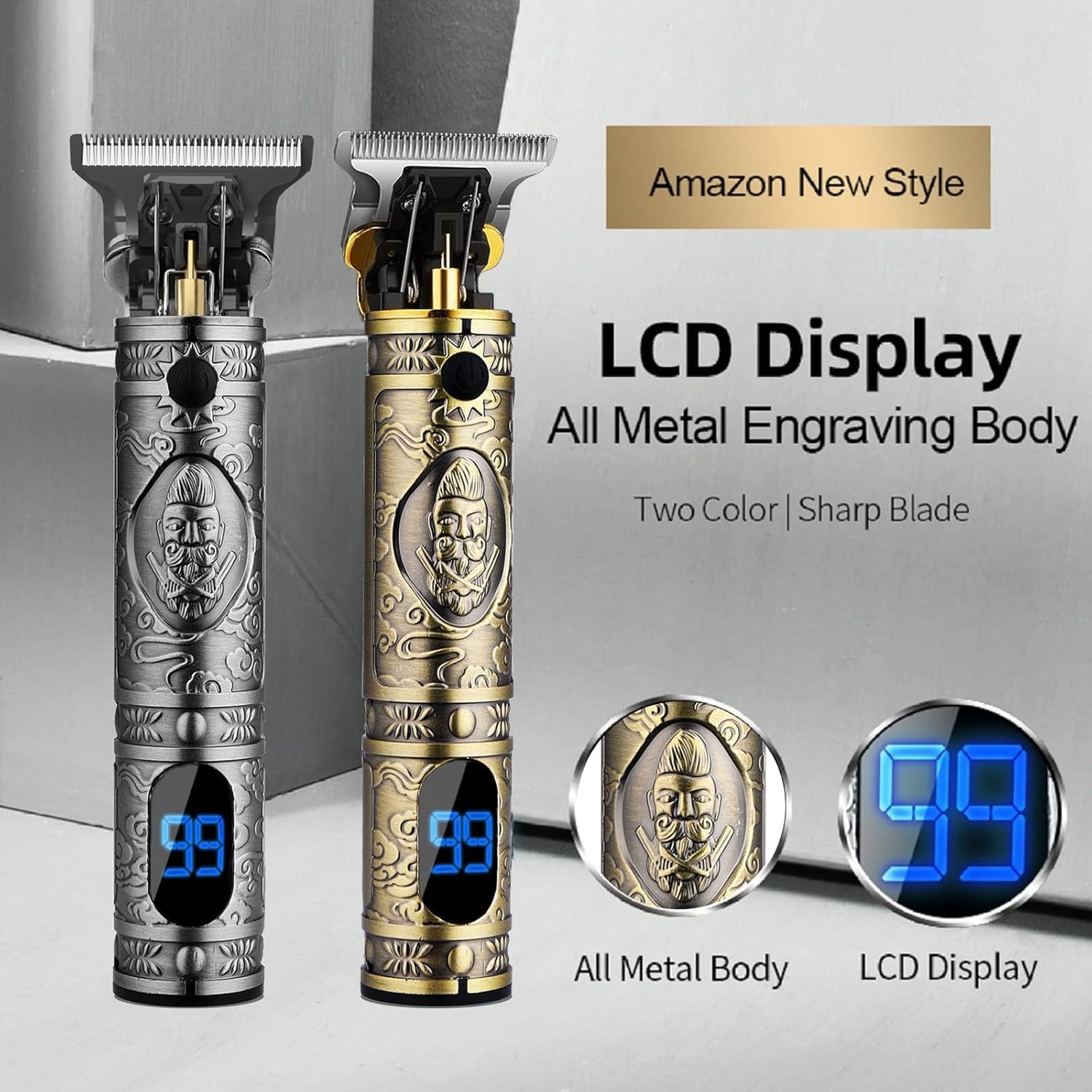 YACD D-044 Cordless Hair Clipper. Affordable elegant metal body, professional stainless blade, USB charging, 120-min runtime. Image