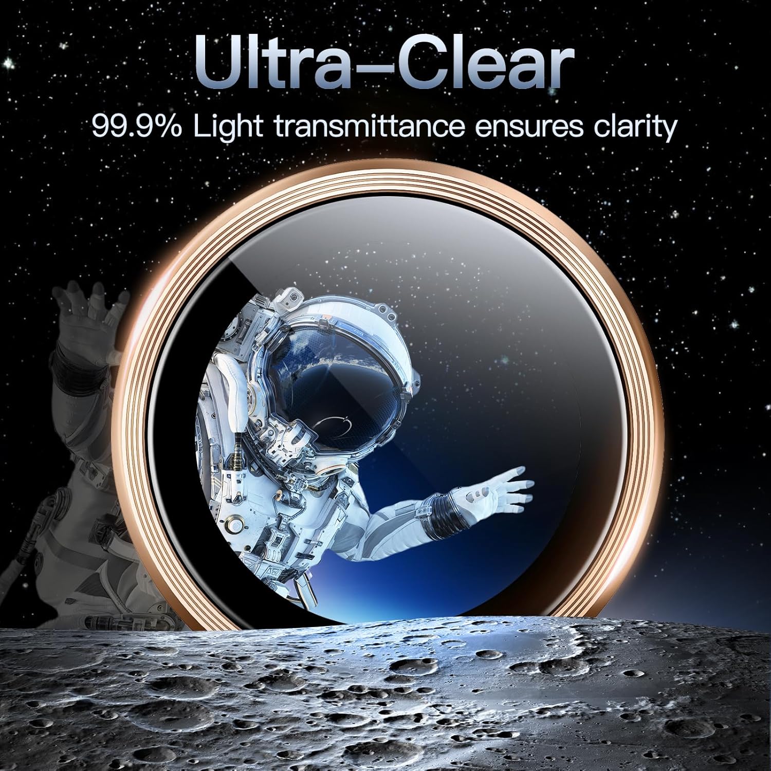 iPhone 16/17 Pro Max Camera Lens Protector - 3-Pack 9H Tempered Glass with  Alloy Ring, Anti-Scratch HD Cover (Desert Titanium) Image