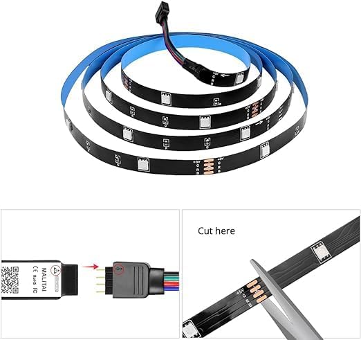 5m Bluetooth LED Strip with USB RGB TV Backlight | Smart App Controlled, Music Sync, and 24-Button Remote | Ideal for Home and TV Decoration Image
