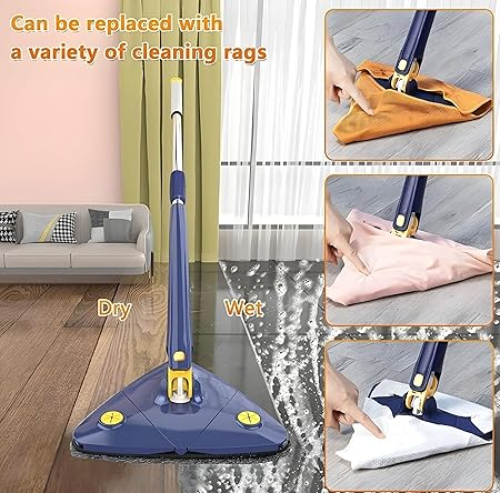 Rotatable Adjustable Triangle Cleaning Mop | Stainless Steel Long Handle for Easy Cleaning Image