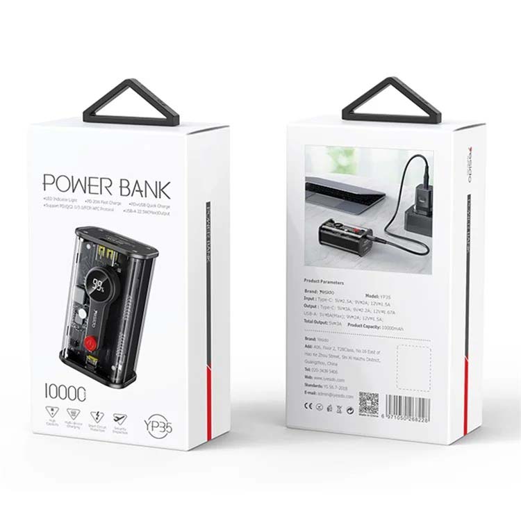 YP35 10000mAh Fast Charging Power Bank – LED Display Phone Charging Station Image