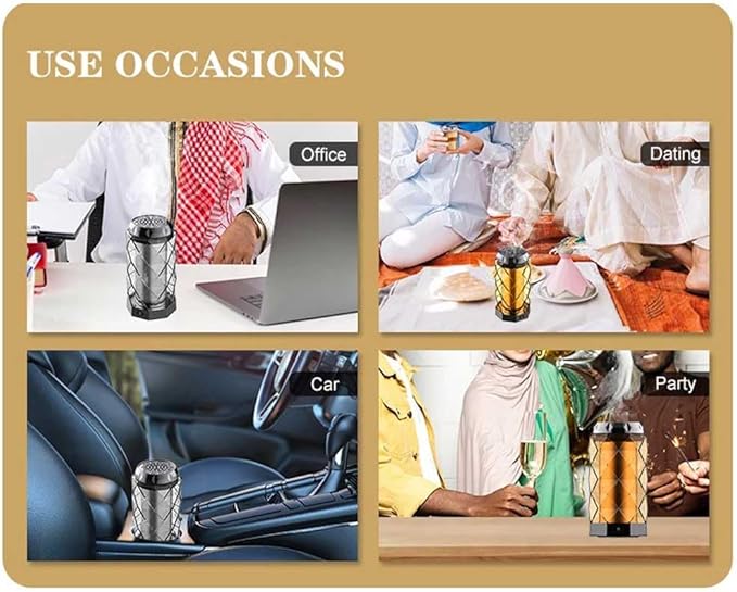 Elegant USB Rechargeable Incense Burner – Portable Oud and Bakhoor Burner for Home, Office, and Car (Grey) Image