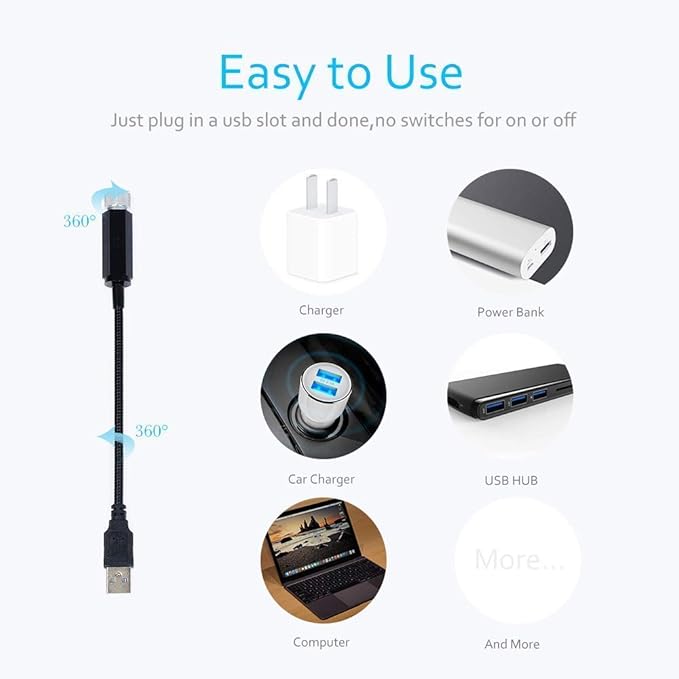 Portable Adjustable Romantic Rotating Head Star Atmosphere Decoration Projector | USB Night Light & Lamp for Car Interior, Home, Bedroom, Party, Camping, Walls, and Ceiling Image