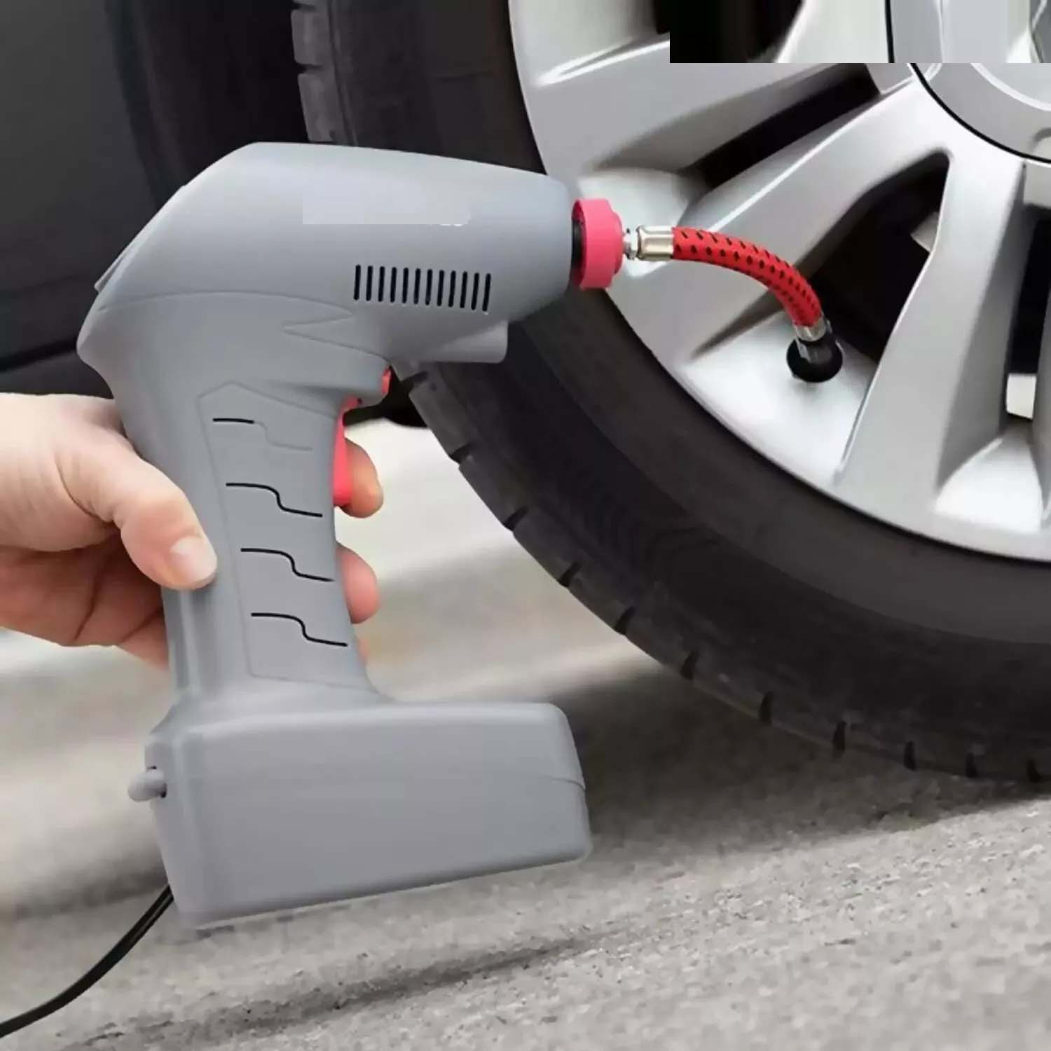 Automatic Cordless Tire Inflator - Portable Air Compressor with Rechargeable Battery, Digital Pressure Gauge & LED Light | Compact, Fast Inflation for Car Tires, Bike Tires, Balls & More | Portable Handheld Air Pump with Auto Shut-Off & USB Charging for Easy, On-the-Go Use Image
