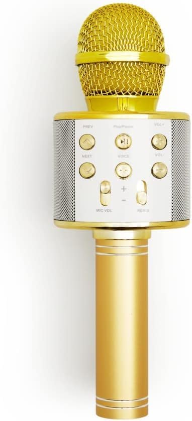 Golden Wireless Karaoke Microphone | Bluetooth, AUX, USB Connection | Ideal for Children and Adults | 5.5 Hours Battery Life Image