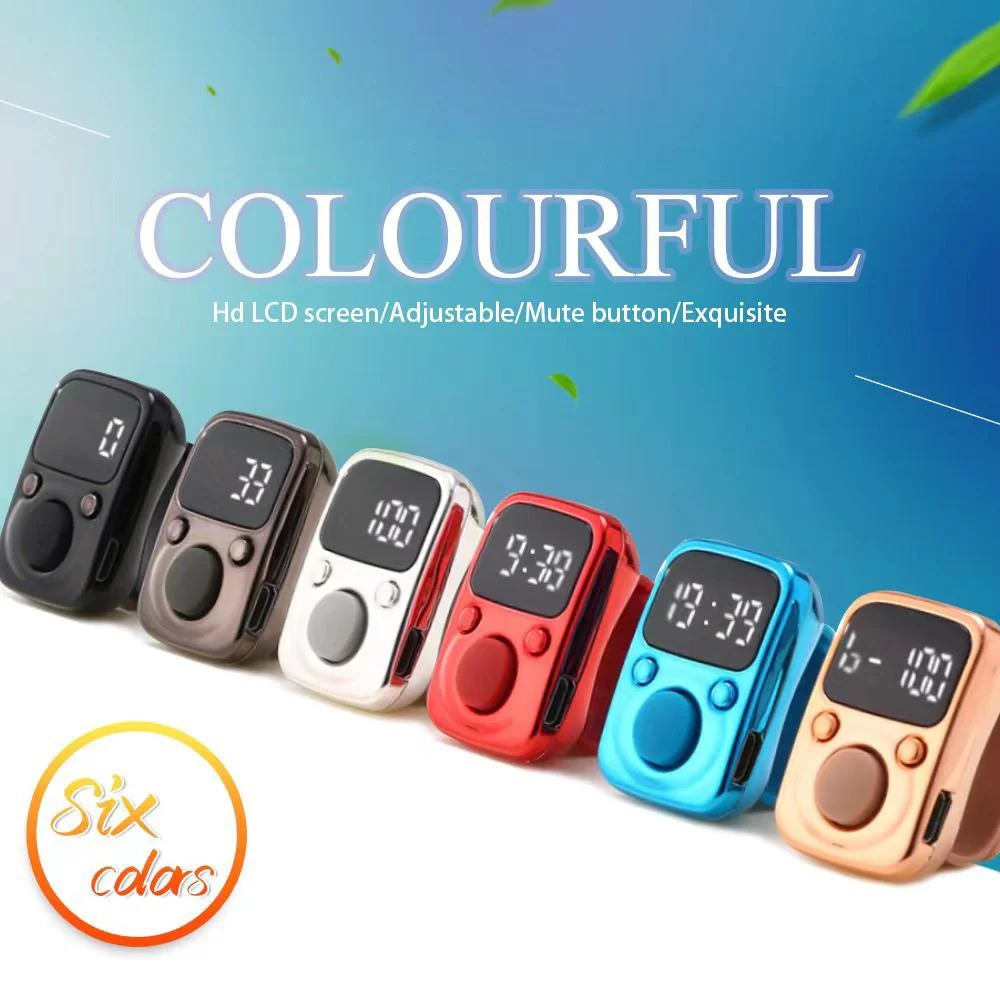 Digital LED Finger Tally Counter - Rechargeable Luminous Electronic Clicker for Prayer, Stitch Marker, and Counting Tasks | Compact Handheld Counter with Adjustable Strap & Bright LED Display | Durable and Lightweight Design in Vibrant Red Finish Image