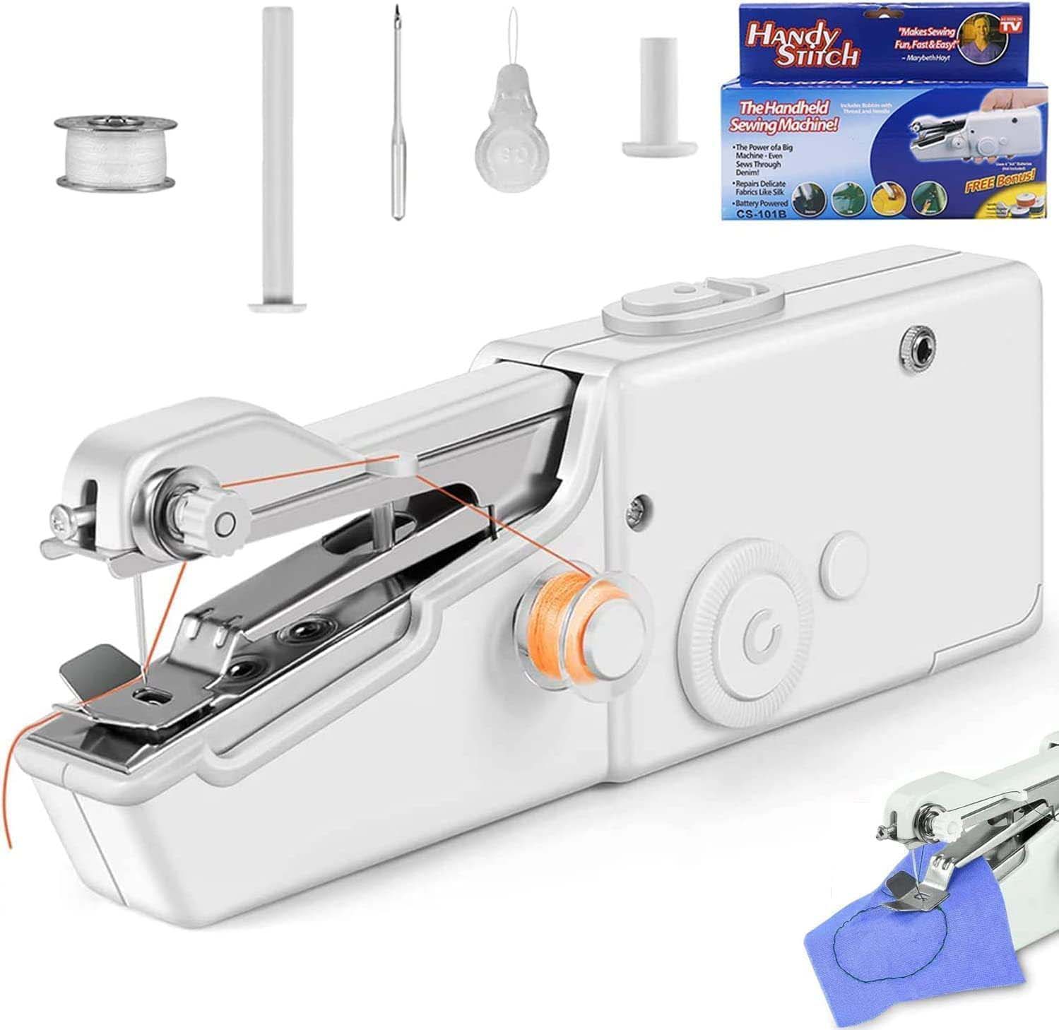 Mini Portable Handheld Sewing Machine - Cordless Electric Quick Stitch Tool for Fabric, Clothing & Travel Repairs Image