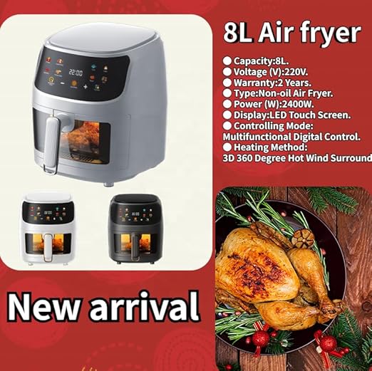 2400W Air Fryer | Powerful Cooking with LED Touch Panel, Large 8L Capacity, and Versatile Cooking Modes | Healthy Frying for Family Meals Image
