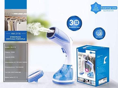 Portable Vertical Steam Iron | 1100W | Continuous Steam Output 28 g/min | Double Use Brush Head | 200ml Tank for Home and Travel Image