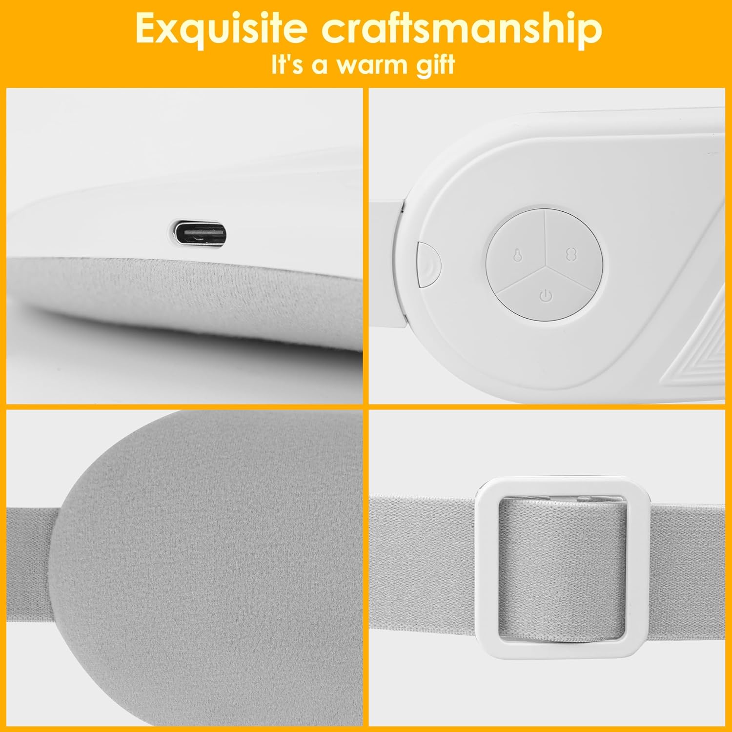 Electric Heating Pad for Cramps - Upgraded Portable Cordless Heating Pad with Adjustable Heat, Soft White Design Image