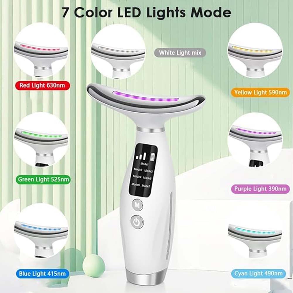 7-Colour LED Light Therapy Facial Massager - Anti-Aging, Skin Tightening & Slimming Wand for Face, Neck & Eyes Image