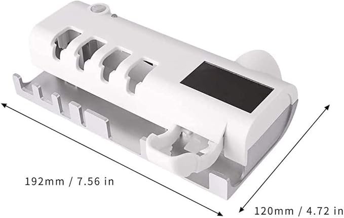 3-in-1 Intelligent Photosensitive Toothpaste Dispenser | Wall Mounted USB Rechargeable Solar Power Toothbrush Holder (White) Image
