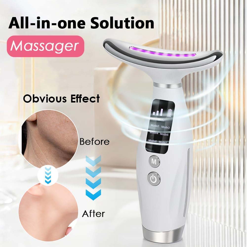7-Colour LED Light Therapy Facial Massager - Anti-Aging, Skin Tightening & Slimming Wand for Face, Neck & Eyes Image