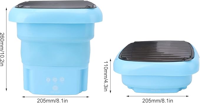 Portable Washing Machine | Mini Foldable Bucket Washer & Dryer Combo | Small Washer with Soft Spin Dry & Drainage Pipe for Underwear, Socks, Baby Clothes, Apartment, Dorm, Laundry (Blue) Image