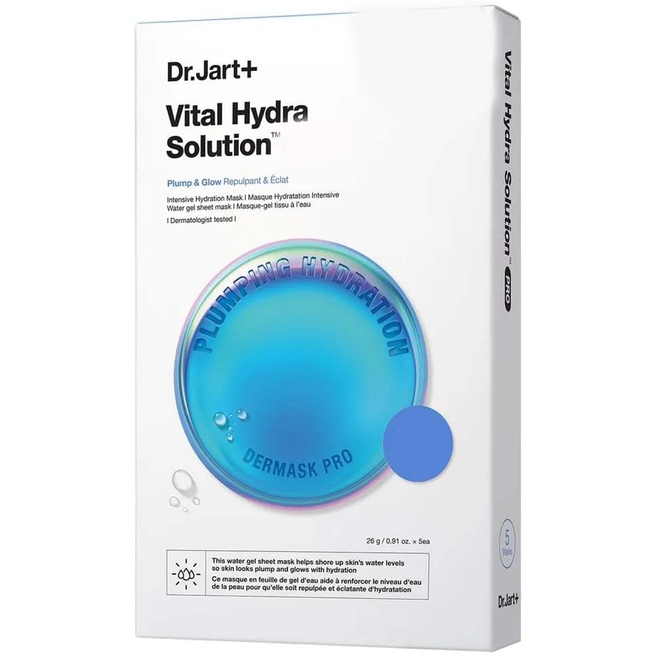 Dr. Jart+ Dermask Vital Hydra Solution Glow Face Mask. Hyaluronic Acid sheet mask for intense hydration & a radiant glow. Image