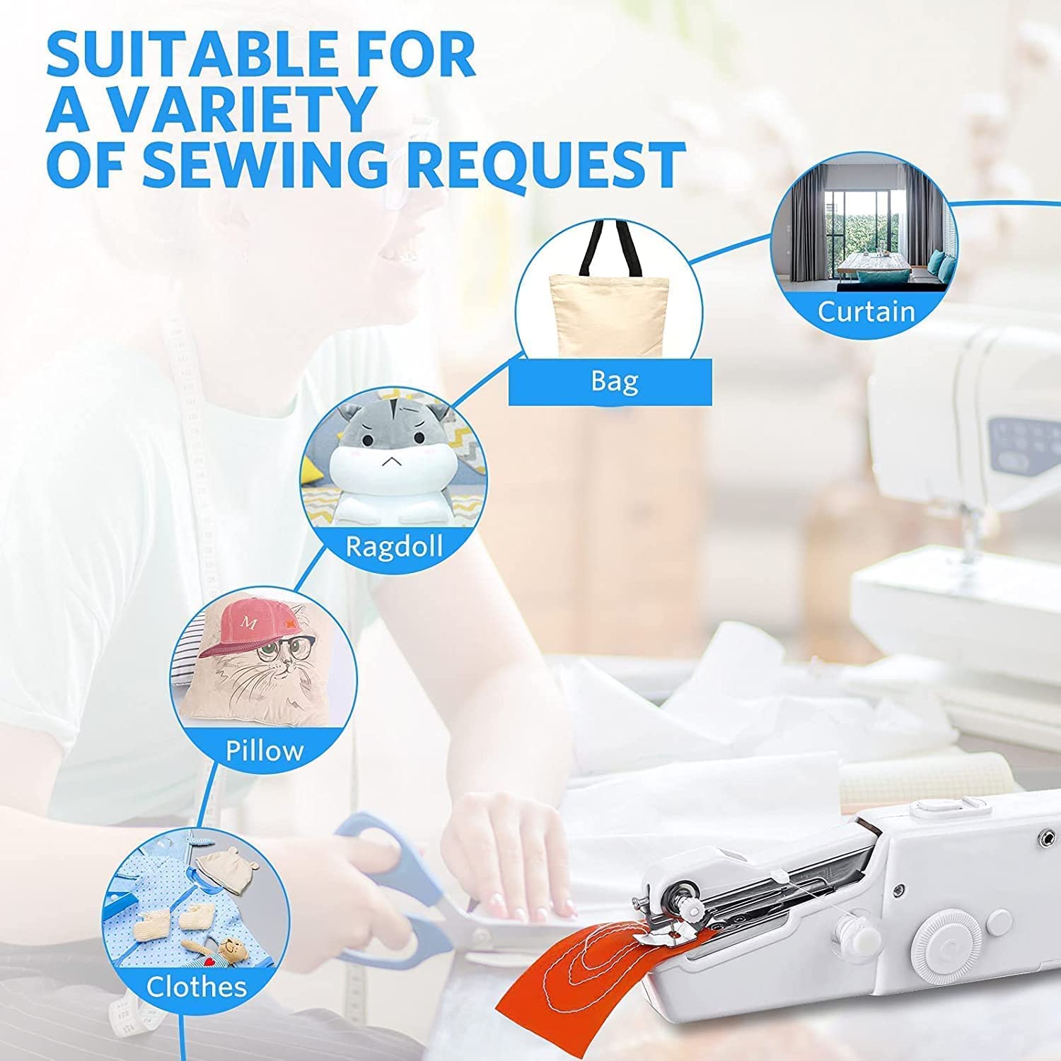 Mini Portable Handheld Sewing Machine - Cordless Electric Quick Stitch Tool for Fabric, Clothing & Travel Repairs Image