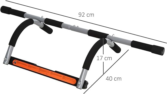 Multifunctional Door Pull-Up Bar | Steel and Foam Training Bracket for Home Workouts | Black and Grey Image