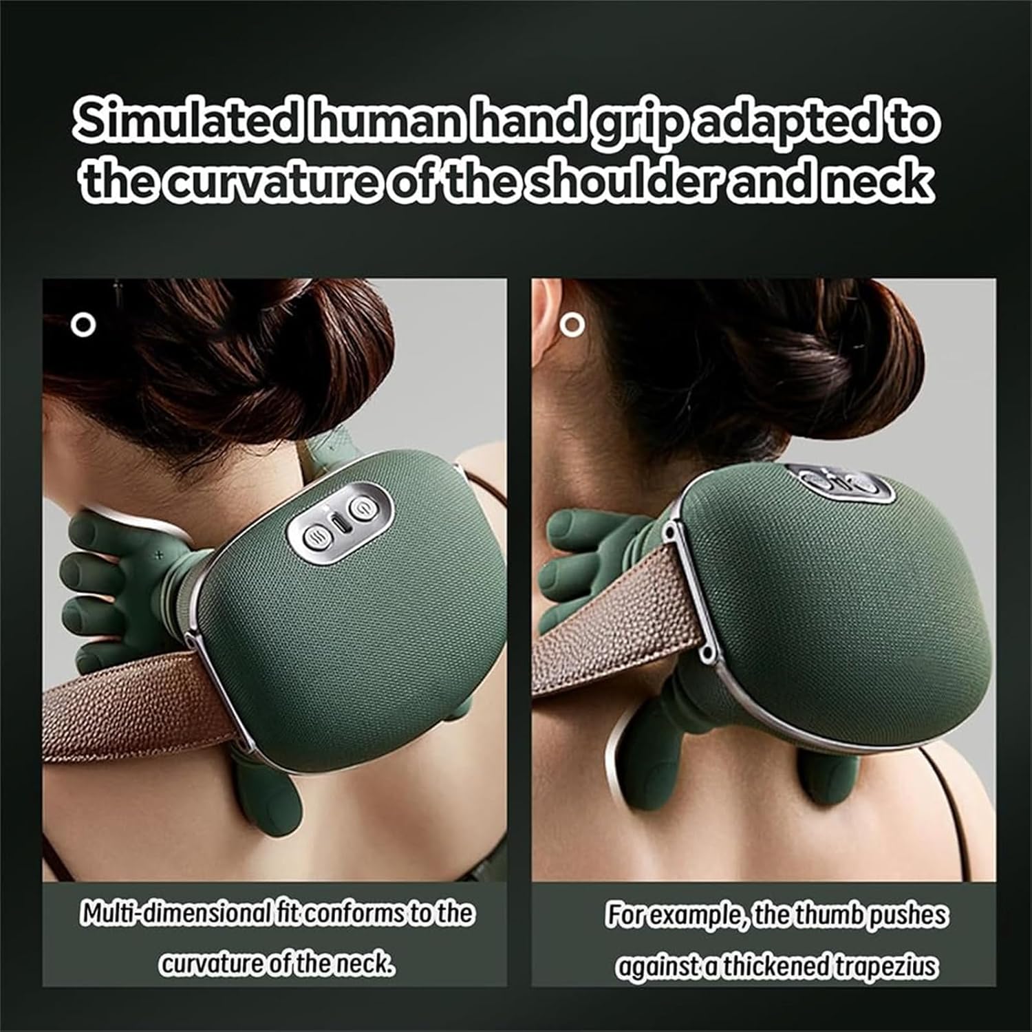 Master Hand Neck & Shoulder Massager with Heat. 3-mode , 2 temp levels & cordless design for back & legs. Green. Image