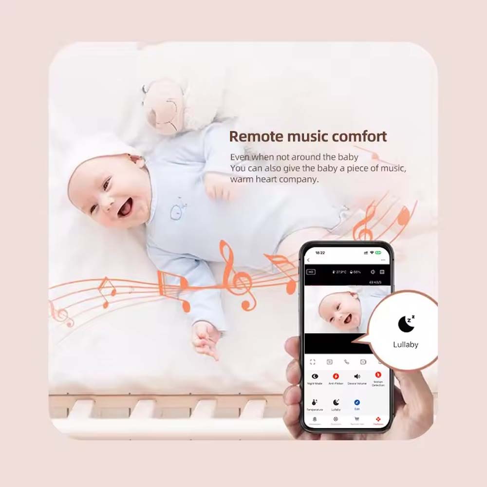 Smart WiFi Baby Monitor - No Glow Night Vision Camera with Bluetooth Remote, 360° Coverage for Child Safety Image