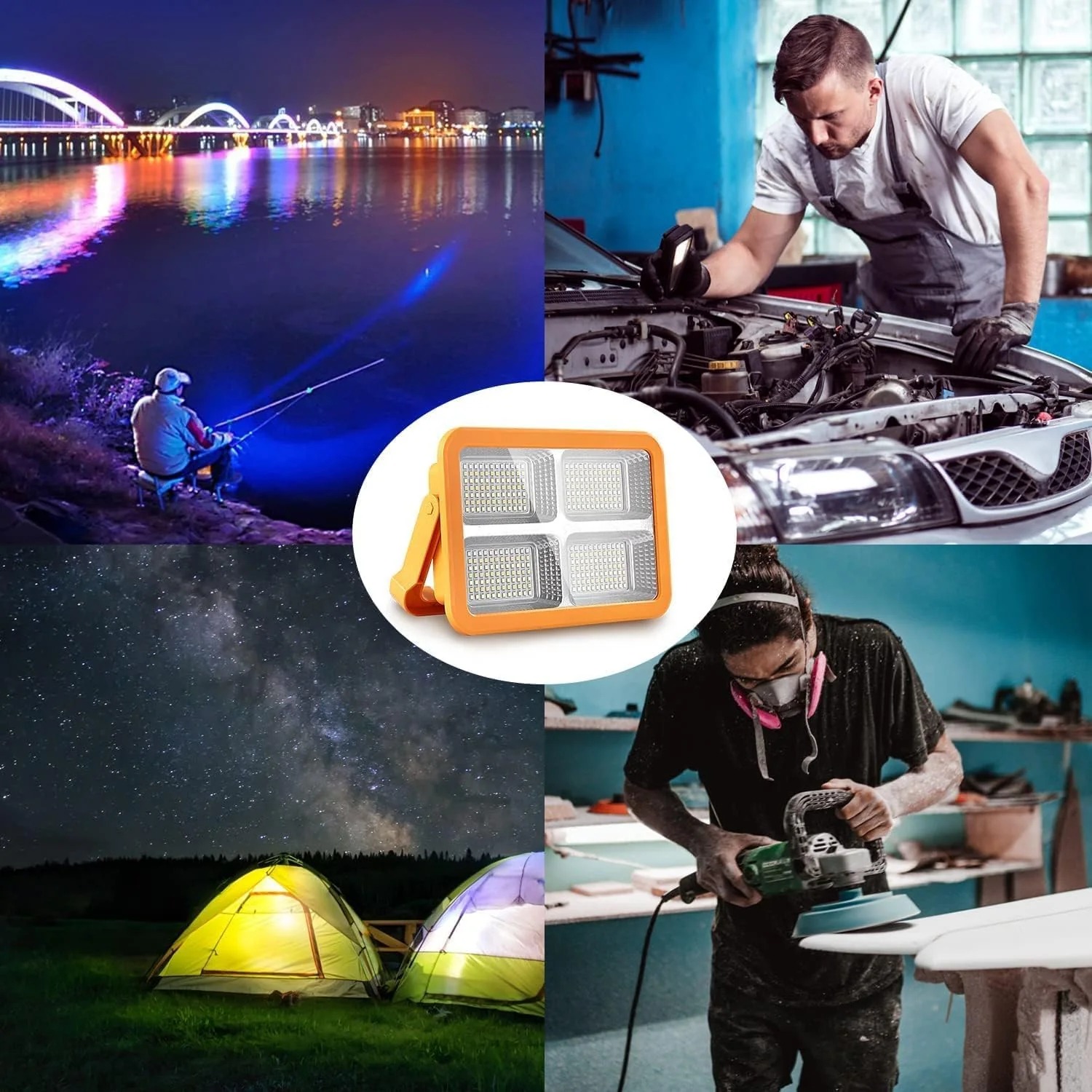 Rechargeable Solar LED Light - 4 Lighting Modes, Adjustable Color Temperature, 264 LEDs, Emergency Flashing, Portable Spotlight Image