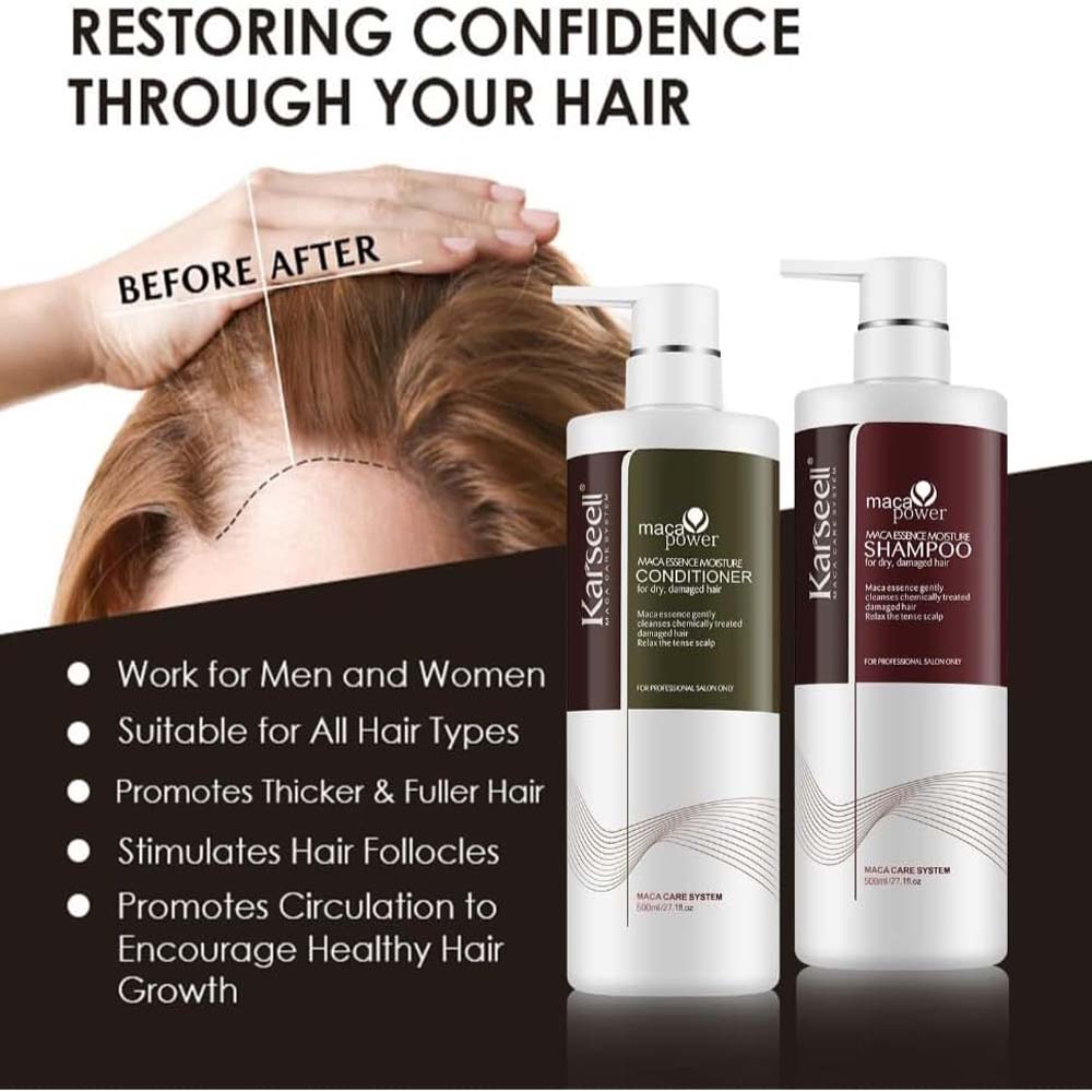Karseell Hair Repair Set: Shampoo, Conditioner & Maca Collagen Mask with Argan Oil for dry, damaged hair. Restorative care. Image