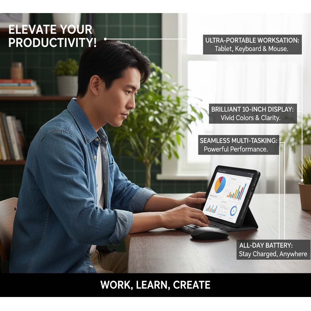 Tab 81 10.1-inch Android Tablet. Octa-core, 8MP+13MP cameras, 5000mAh battery & Android 15. Ideal for work and entertainment. Image