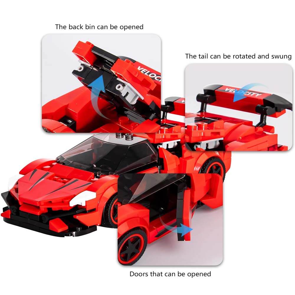 Come Alive 1:20 Scale Supercar. 288-piece red supercar building set with industrial flair. Ideal gift for kids & adults. Image