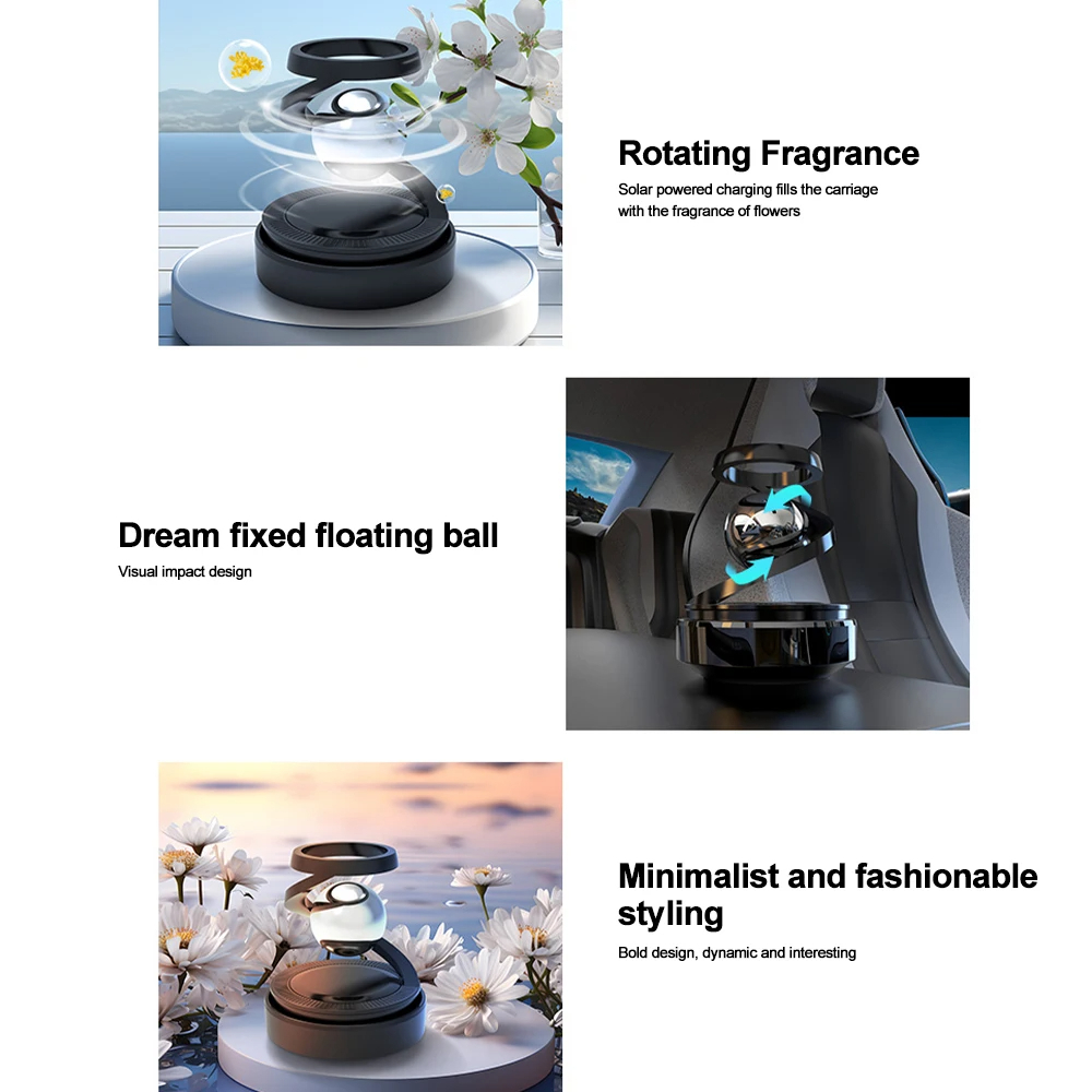 Solar Car Air Freshener - Rotating Fragrance Diffuser, Auto Deodorizer & Decorative Ornament Image
