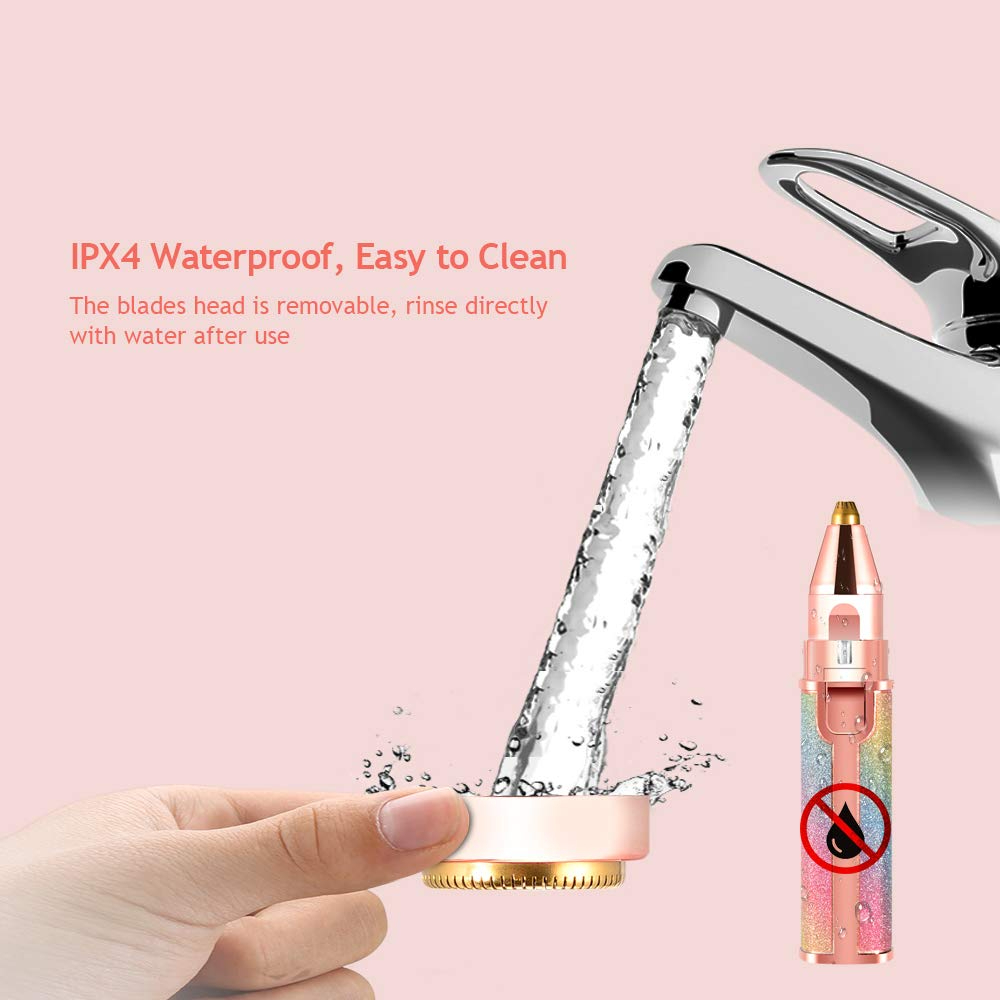 2-in-1 Eyebrow & Facial Hair Remover - USB Rechargeable with Multi-Colors, Cleaning Brush & Precision Trimming Image