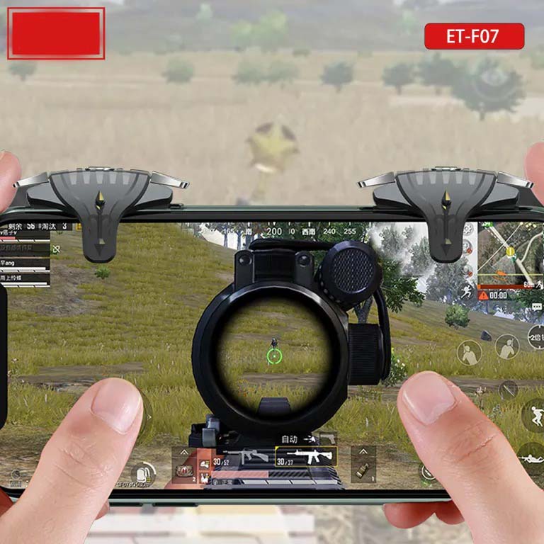 ET-F07 PUBG Mobile Game Triggers - Dual Shooting Buttons for Call of Duty & Mobile Games, Universal Clip-On for iOS/Android Image