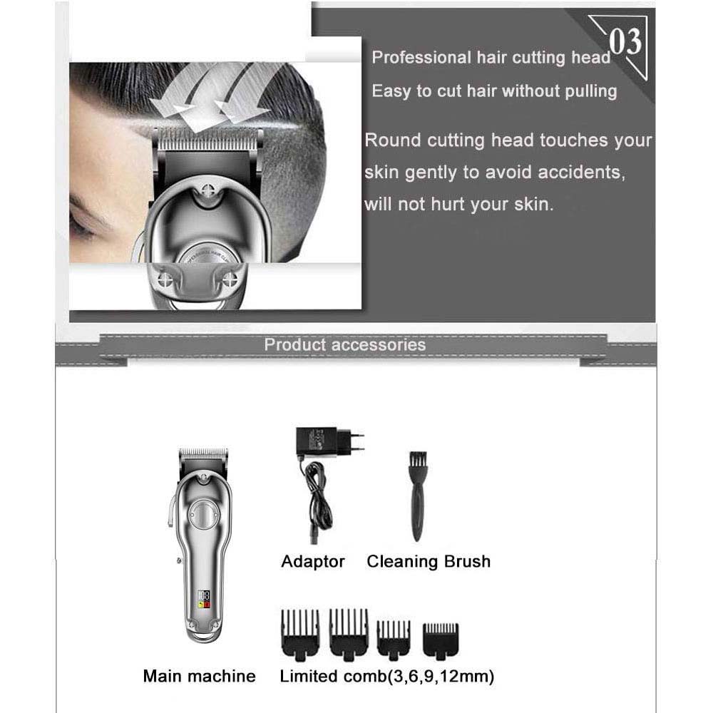 Professional Hair Clipper for Men - Cordless Rechargeable Grooming Kit with T Blade Trimmer, 6 Guide Combs, Beard Trimmer, Barber Haircut Tool Image