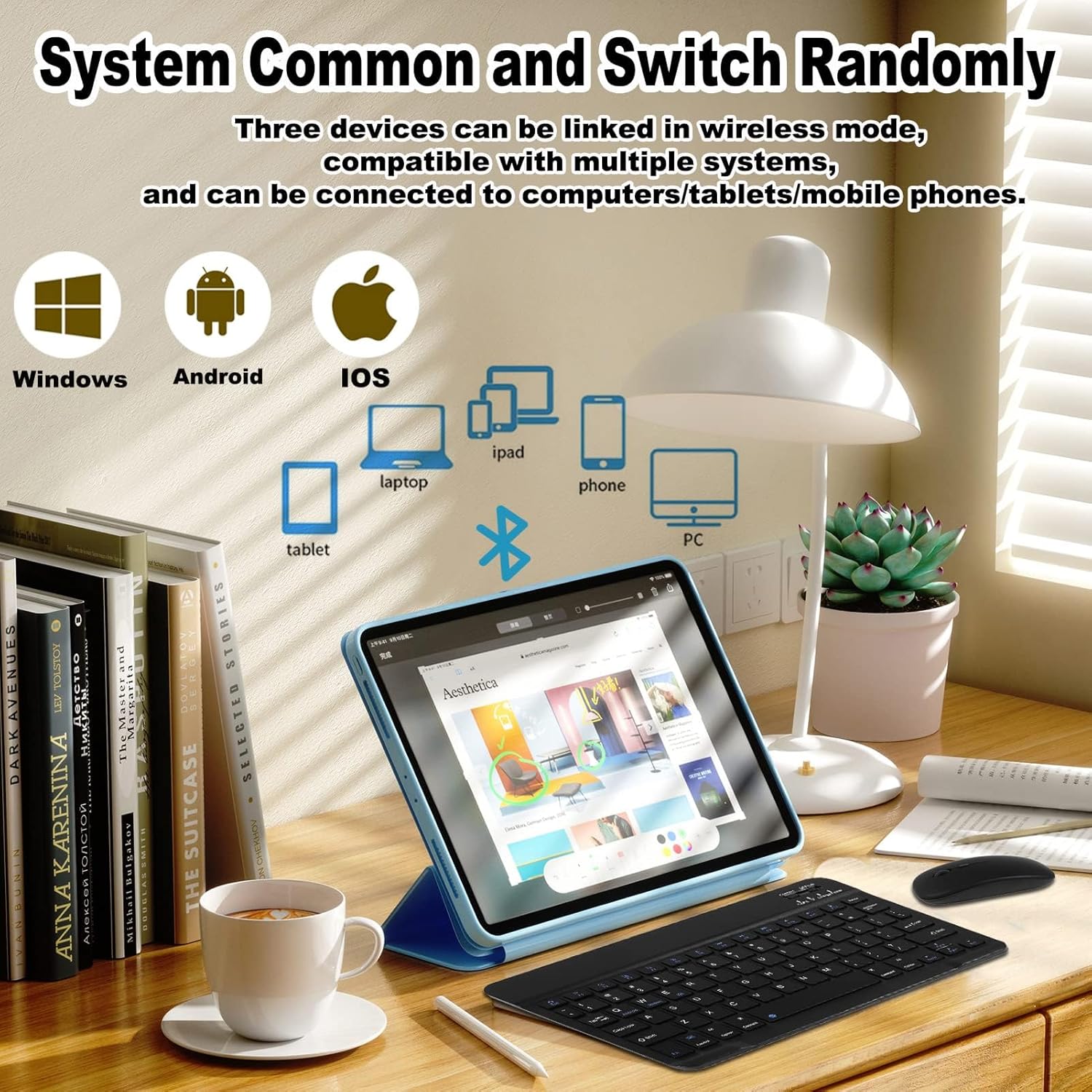 Ultra-Slim Bluetooth Keyboard & Mouse Combo - Rechargeable Wireless Set for Windows, Android, iOS, iPad, PC & Laptop Image