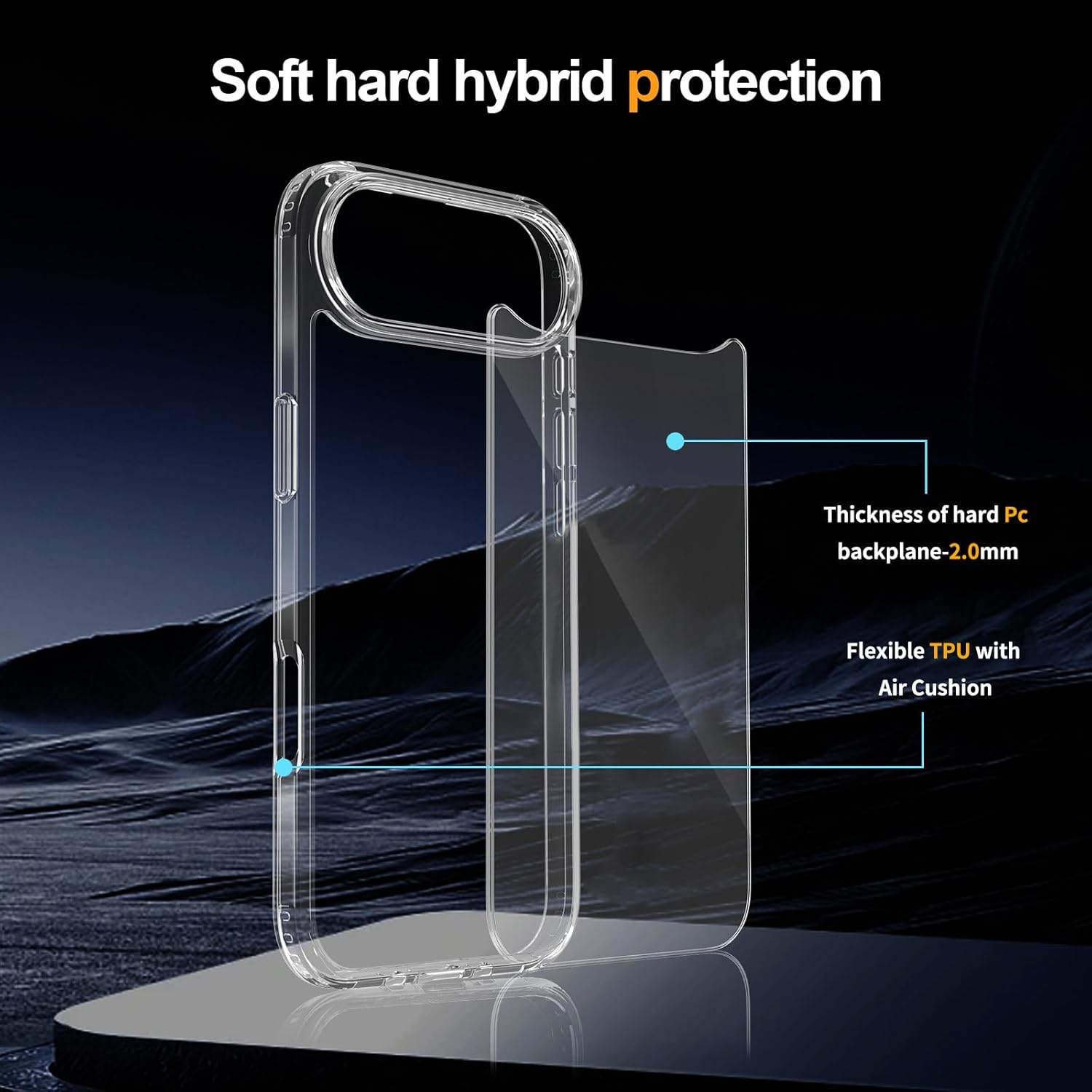 Crystal Clear Case for iPhone 17 Air 6.5" (2025) - Anti-Yellowing Hard Back, Slim Shockproof Bumper, Wireless Charging Compatible Image