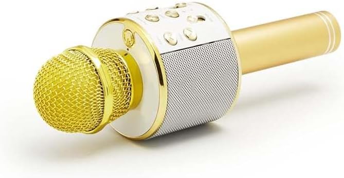Golden Wireless Karaoke Microphone | Bluetooth, AUX, USB Connection | Ideal for Children and Adults | 5.5 Hours Battery Life Image