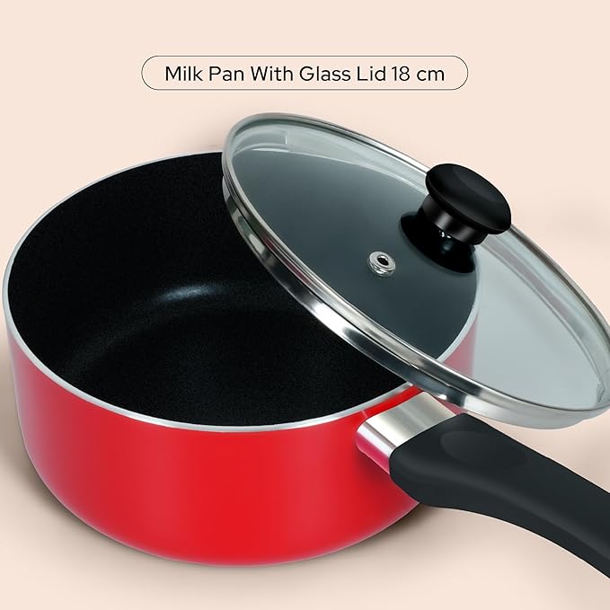 10-Piece Nonstick Cookware Set - 10X Tougher Coating, Heat-Resistant Handles, Glass Lids, Frypan, Wokpan, Nylon Turner Image