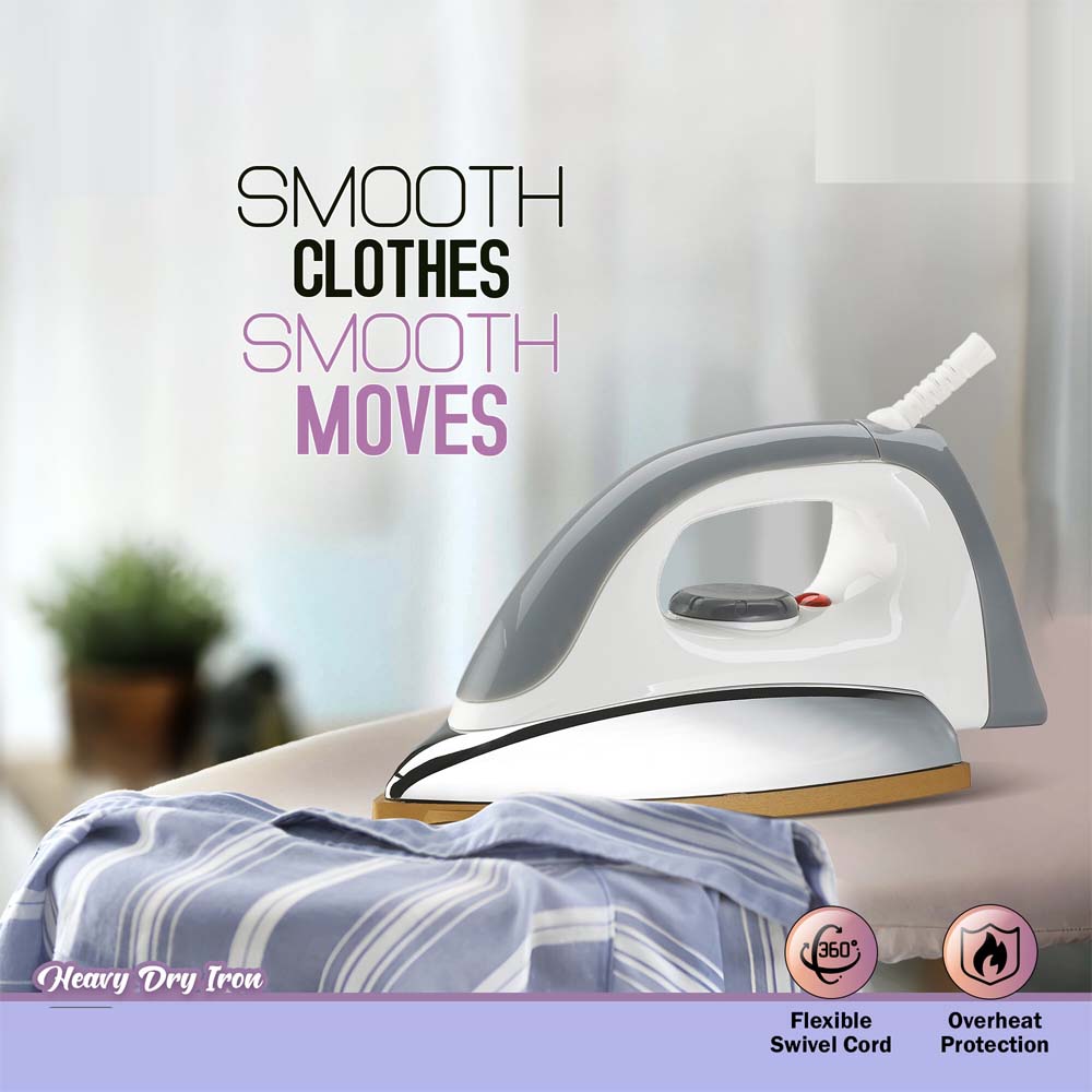 MHI-83 Automatic Dry Iron - 1800W with Ceramic Soleplate, Auto Shut-Off & Vertical Steam Image