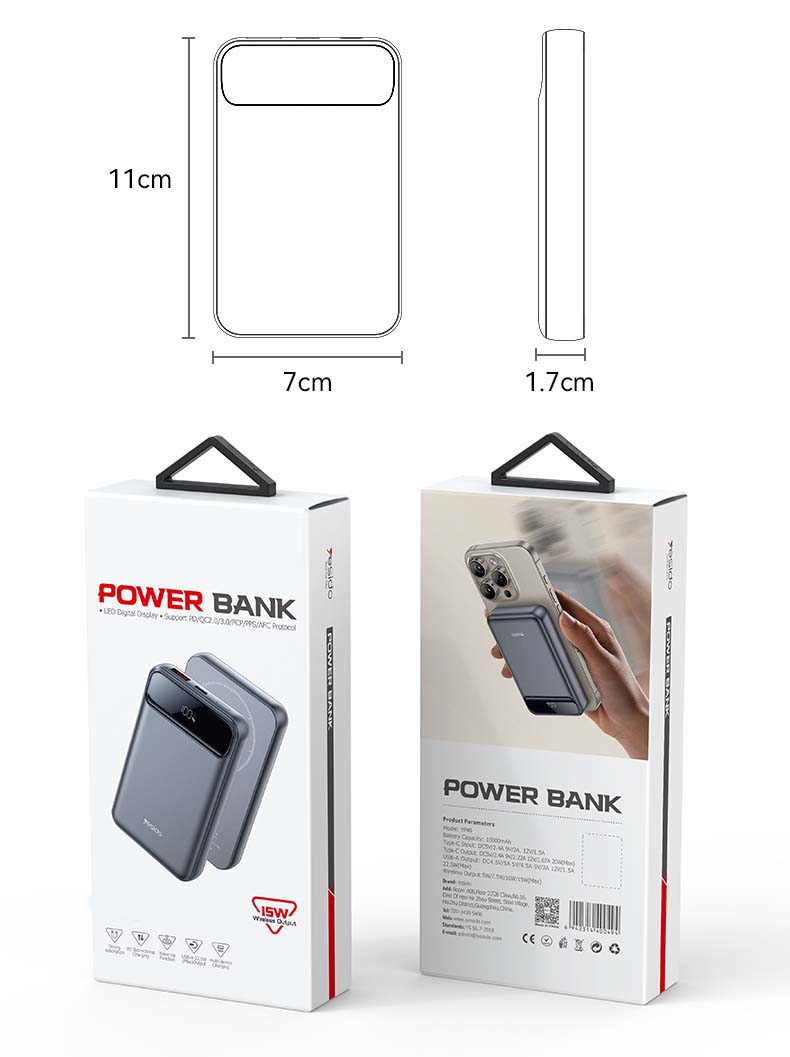 P50 20000mAh Power Bank – 15W Wireless Charging, Magnetic PD Two-Way Fast Charging with Digital Screen Display Image