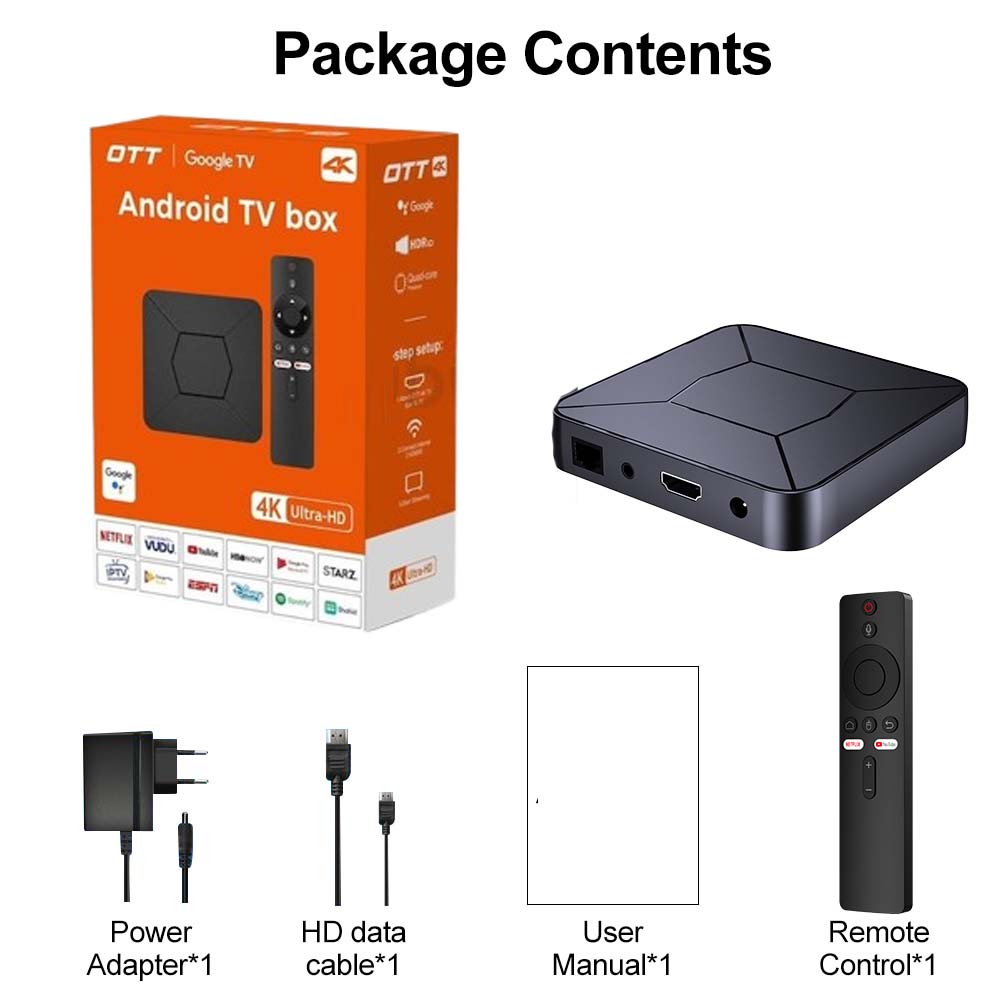 OTT 4K Android TV Box - Google TV Edition | Ultra HD Streaming | Voice Remote | Chromecast Built-in | Dolby Audio Image