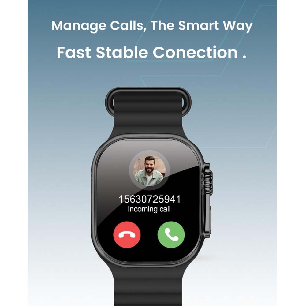 TC41 Curve Smartwatch - 2.01" AMOLED, AI Assistant, Bluetooth Calls, Wireless Charging, IP68, Fitness Tracker (Black) Image