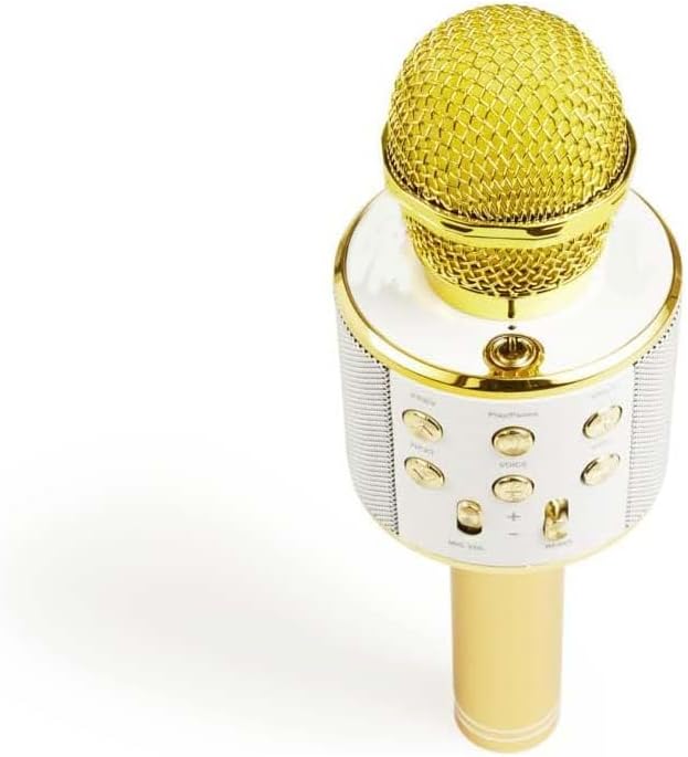 Golden Wireless Karaoke Microphone | Bluetooth, AUX, USB Connection | Ideal for Children and Adults | 5.5 Hours Battery Life Image