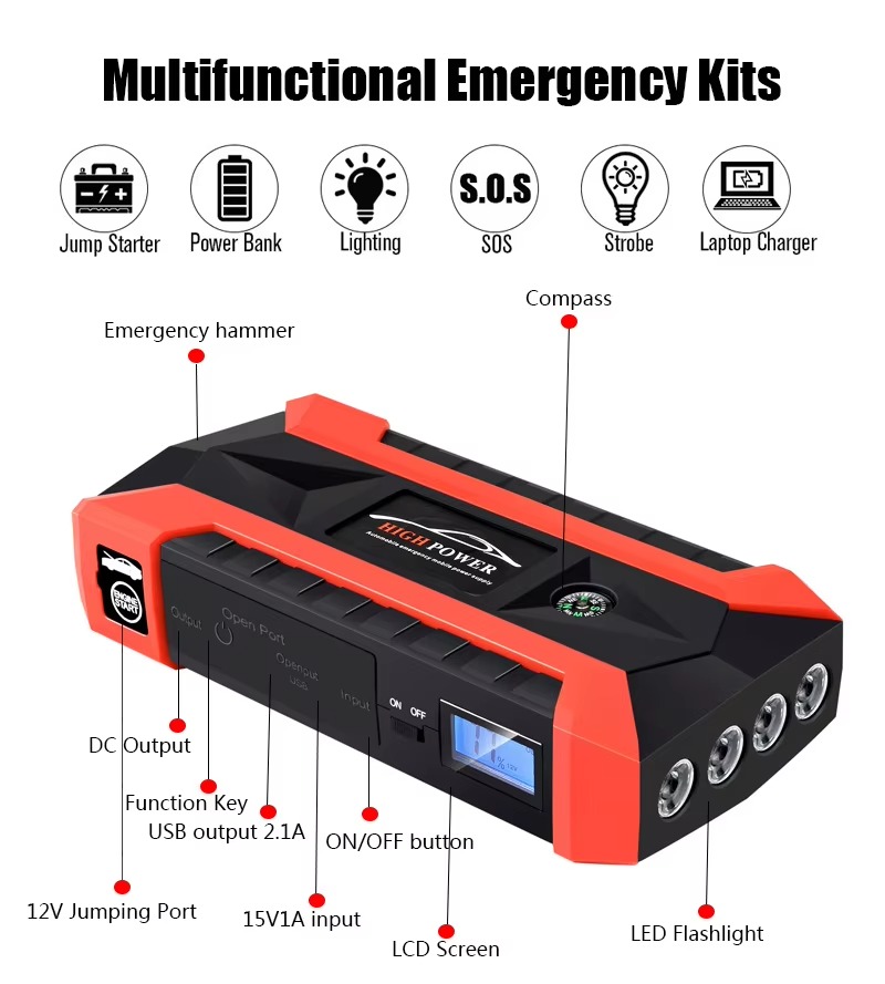 High Power 20000mAh Multi-Function Portable Car Engine Start Power Bank Image