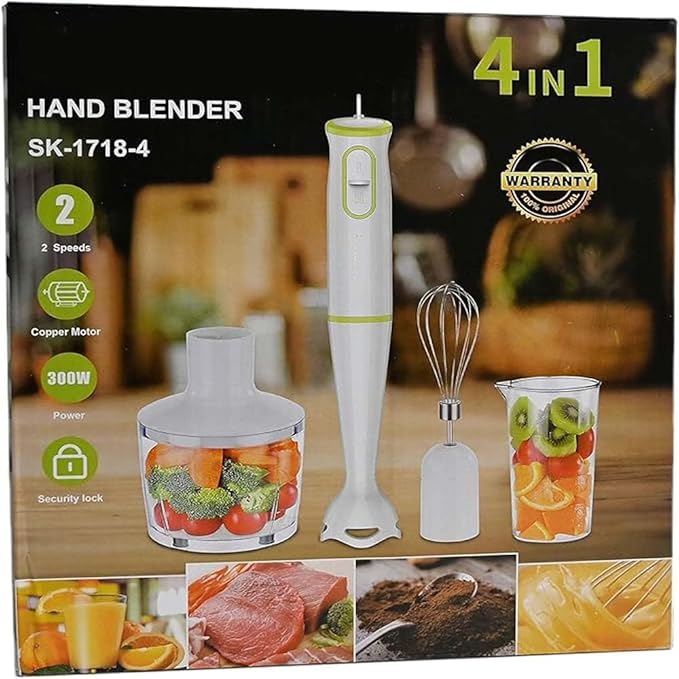 Multi-Function 4-in-1 Portable Electric Juicer and Blender – Handheld Food Chopper for Home Use with Dual Speed and Whisk for Shakes, Smoothies, Baby Food, Soups, and More Image