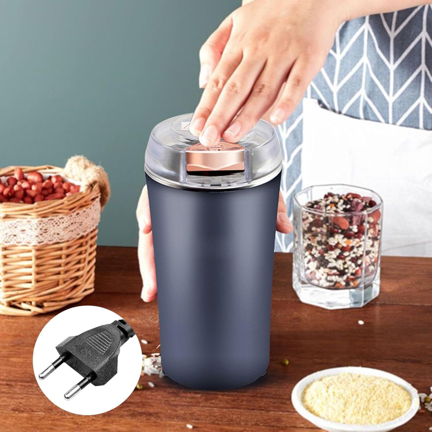 Small Stainless Steel Coffee Grinder - Powerful Electric Spice & Coffee Bean Grinder for Home, Compact & Multi-Purpose Image