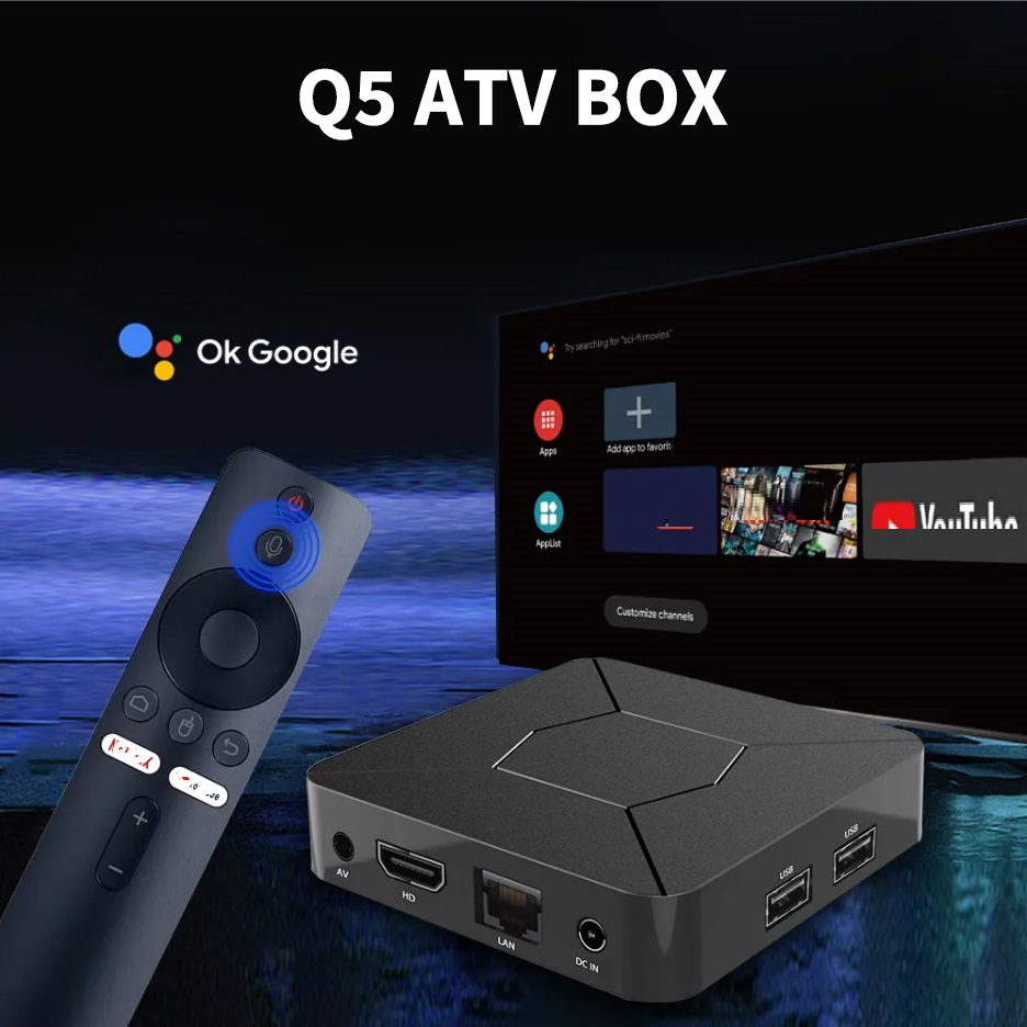 Q5 Android 10.0 OS 4K Smart TV Box | Allwinner H313 Media Player with 2GB RAM, 8GB Storage, Voice Remote | Supports 8K UHD Streaming | Android TV Box with Ethernet Image