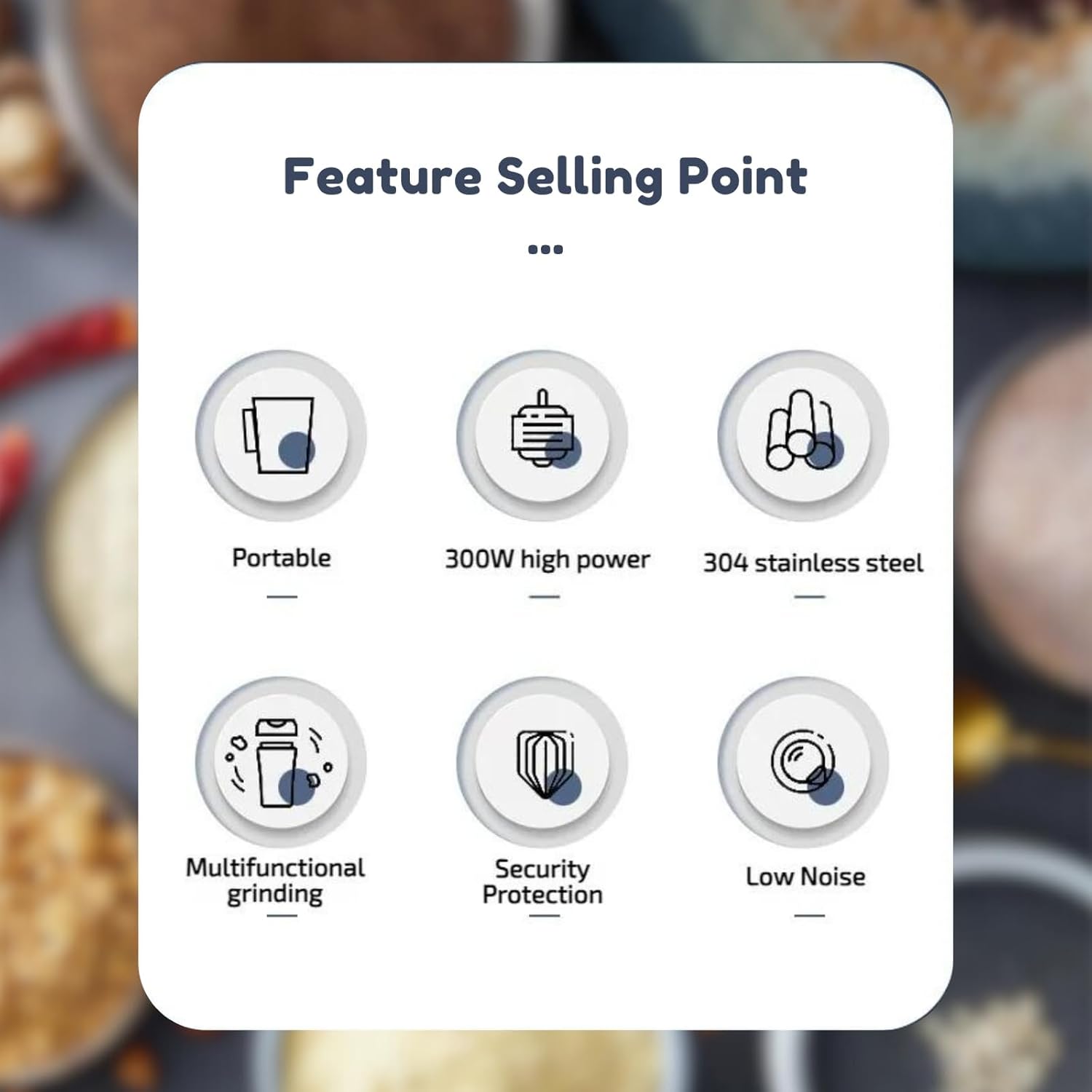 Multifunctional Electric Coffee & Spice Grinder - Stainless Steel Blade, Fine Powder, Home Use, Durable ABS Plastic Design Image