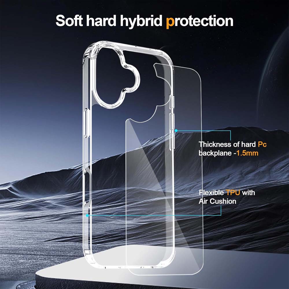 Crystal Clear Case for iPhone 17 6.3" (2025) - Anti-Yellowing Hard Back, Slim Shockproof Bumper, Wireless Charging Compatible Image