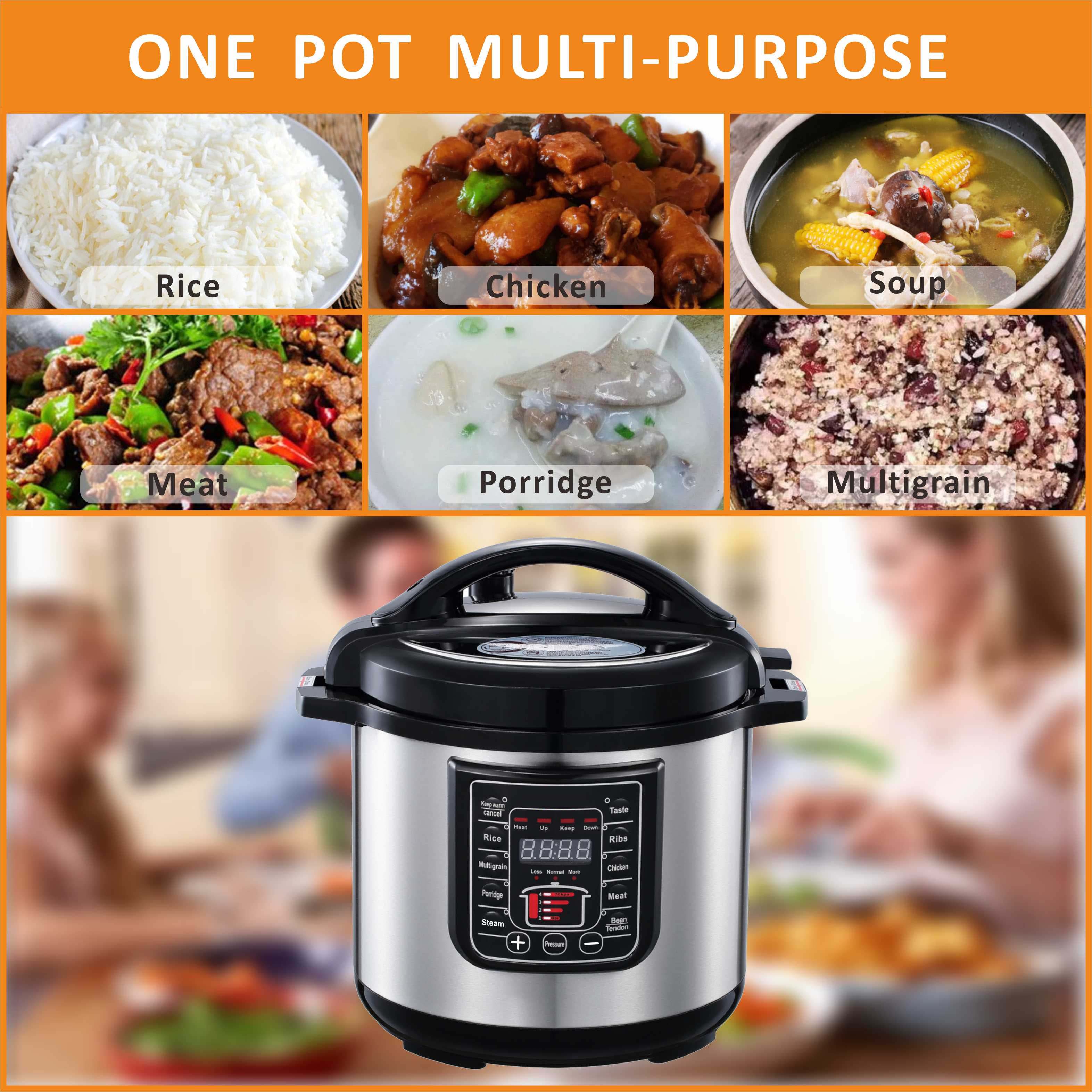 6L Smart Digital Pressure Cooker - Non-Stick, Multi-Function Electric Rice Cooker with Microwave & Stainless Steel Design Image
